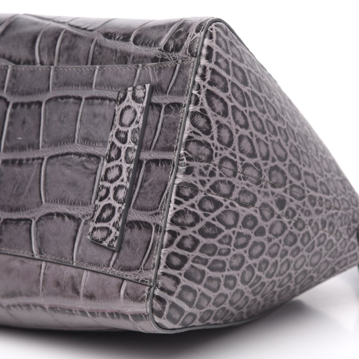 Calfskin Crocodile Embossed 3D Stud Medium Antigona Storm Grey