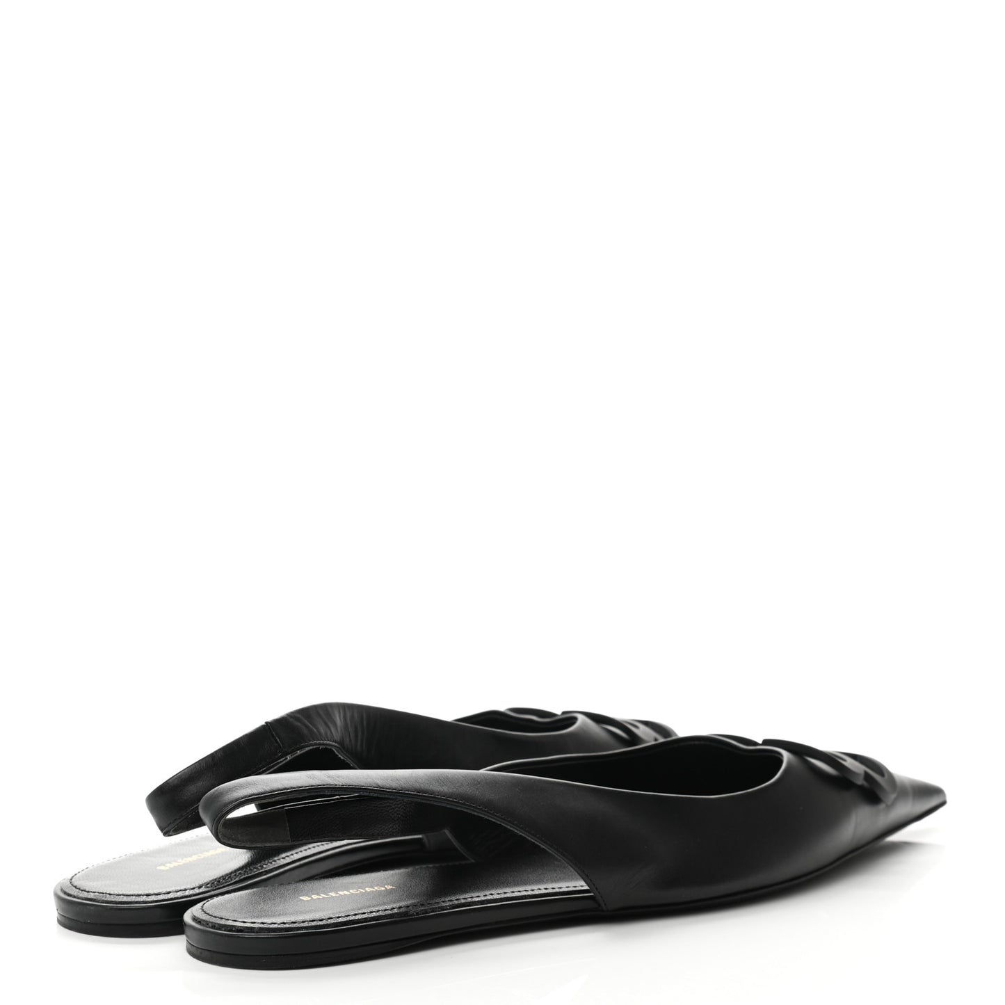 Calfskin BB Knife Pointy Toe Slingback Flats 40.5 Black