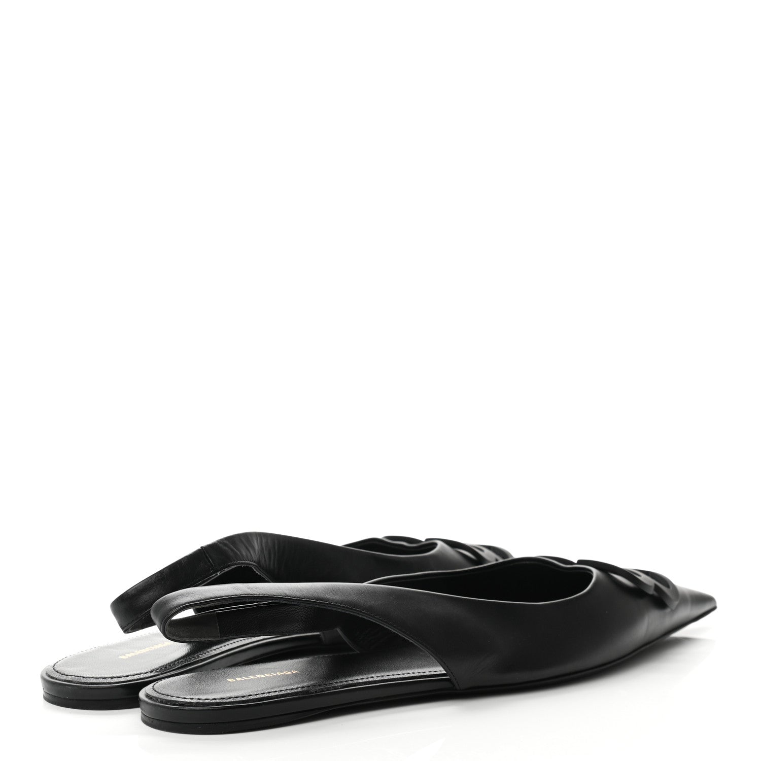 Balenciaga Calfskin BB Knife Pointy Toe Slingback Flats 40.5 Black 4 of 10