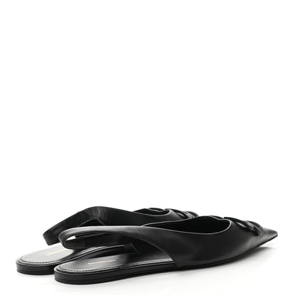 Balenciaga Calfskin BB Knife Pointy Toe Slingback Flats 40.5 Black 4 of 10