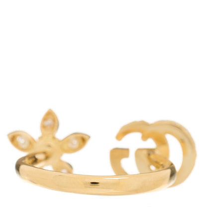 Gucci 18K Yellow Gold Diamond Flora GG Open Ring 49 5 3 of 4