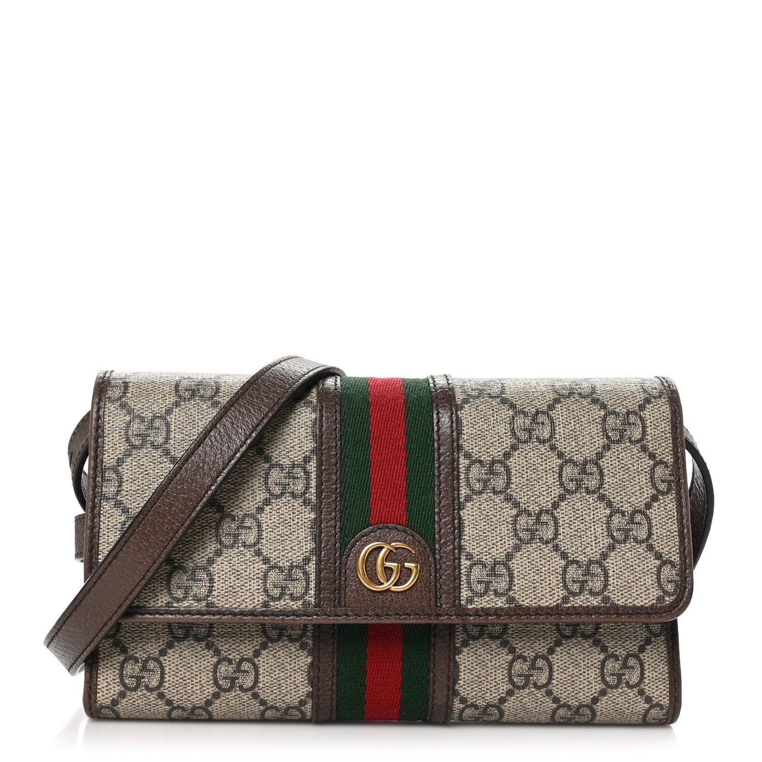 Gucci GG Supreme Monogram Web Ophidia Crossbody Wallet Beige New Acero 1 of 12