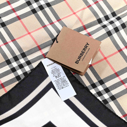 Burberry Silk Monogram Icon Stripe Check Print Scarf Archive Beige 3 of 3