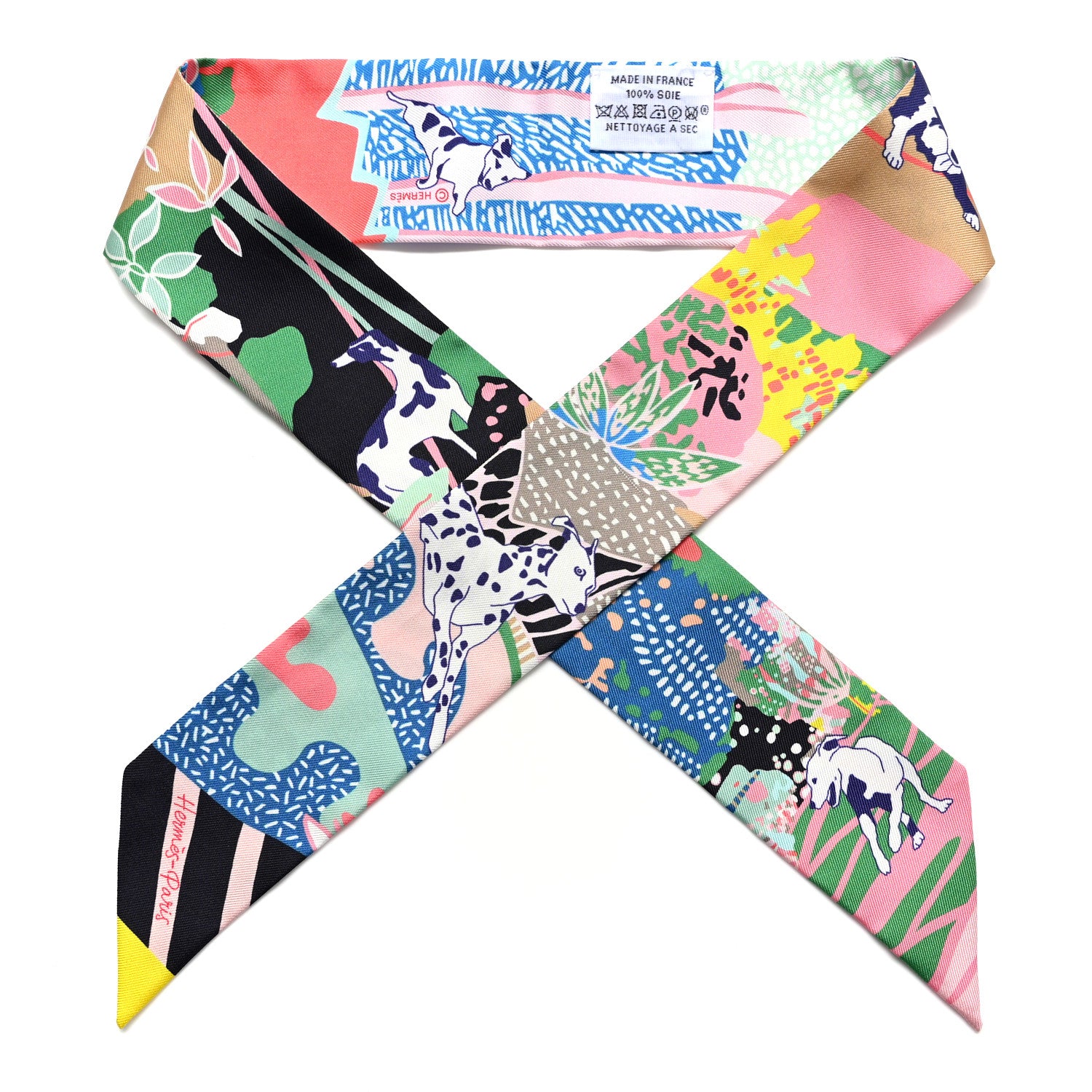 Hermes Silk En Liberte Twilly Rose Vert Bleu 1 of 4