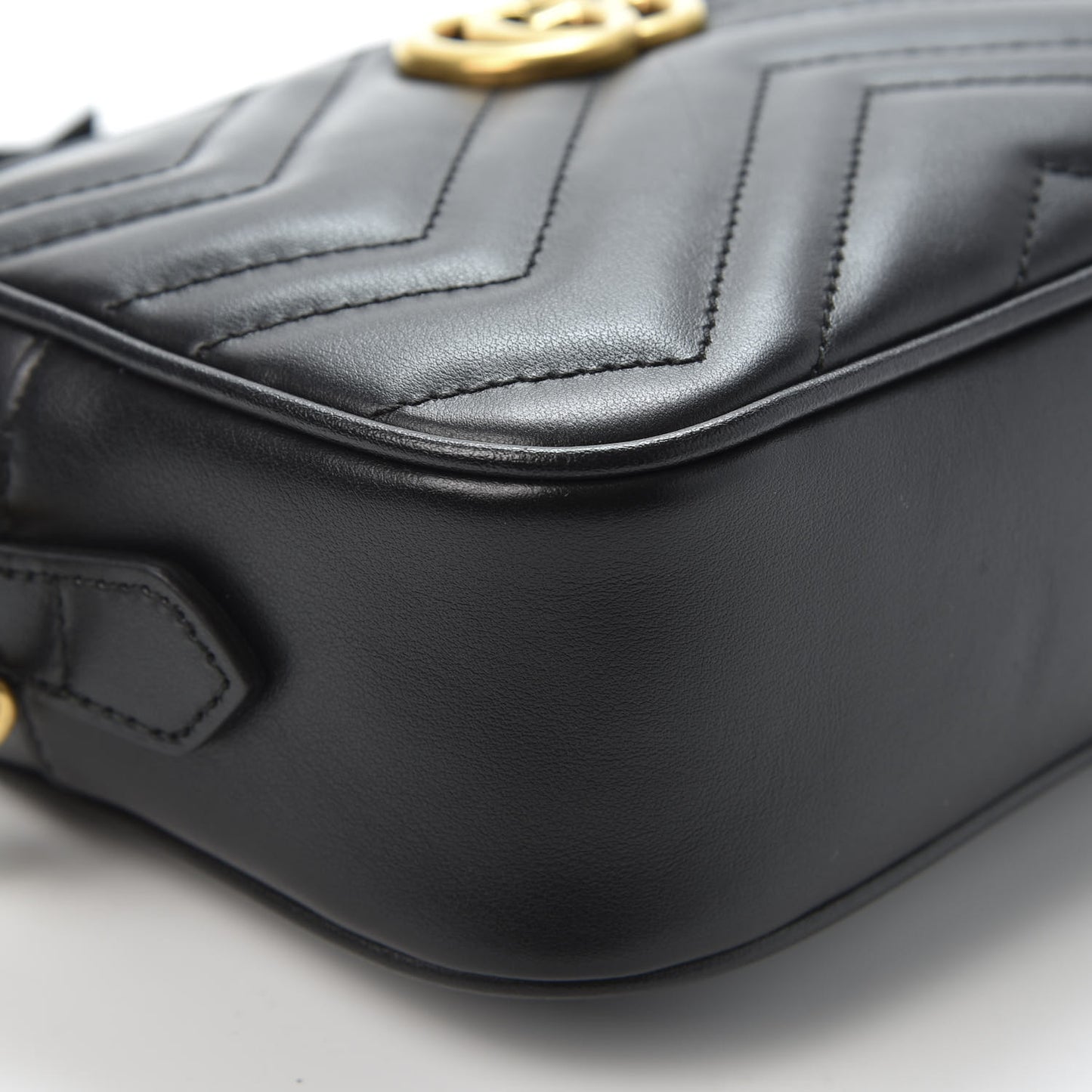 Calfskin Matelasse Mini GG Marmont Chain Shoulder Bag Black