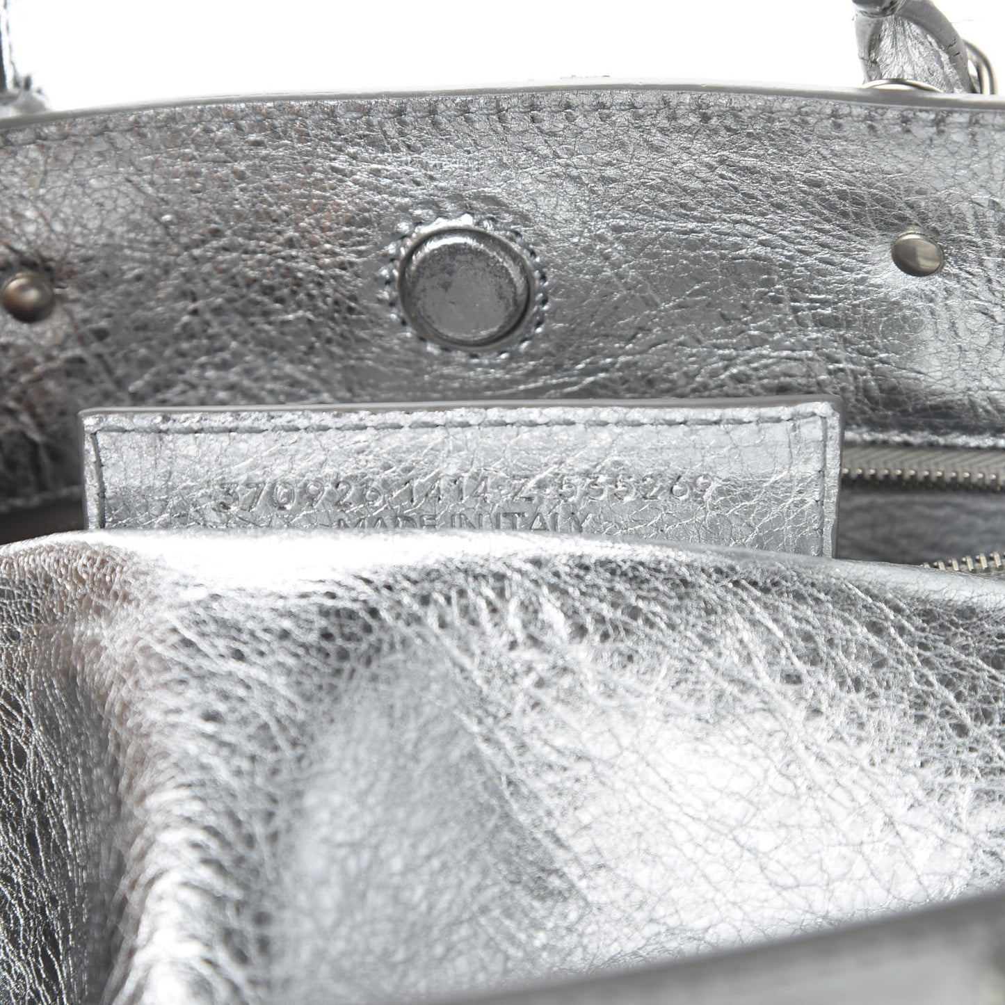 Metallic Calfskin Papier A6 Zip Around Tote Silver