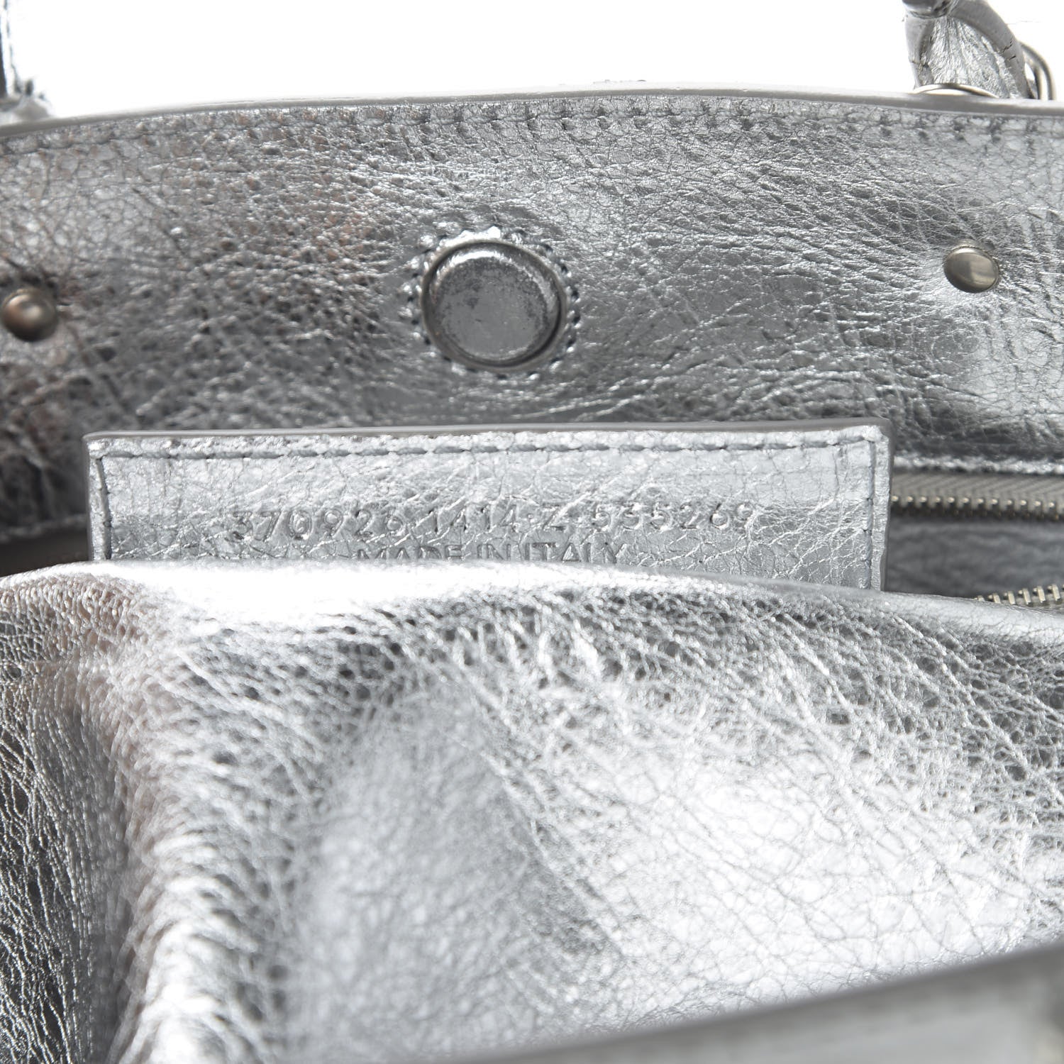 Balenciaga Metallic Calfskin Papier A6 Zip Around Tote Silver 9 of 12