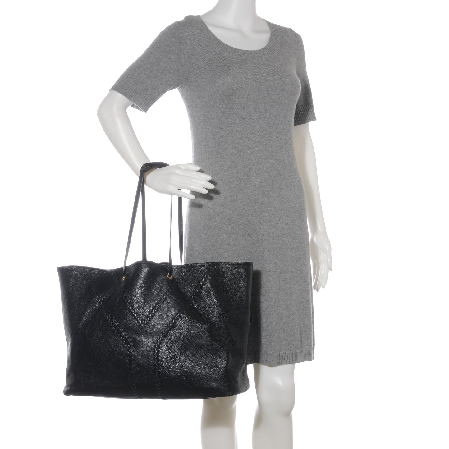Leather Neo Double Reversible Tote Black Bronze
