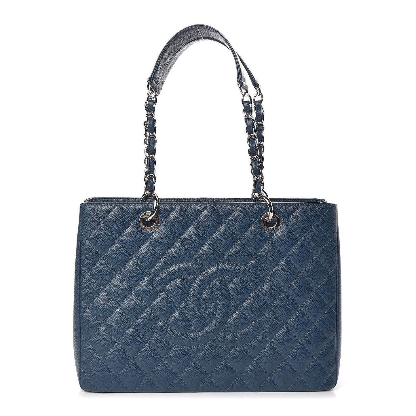 Caviar Quilted Grand Shopping Tote GST Dark Blue