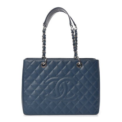 Chanel Caviar Quilted Grand Shopping Tote GST Dark Blue 1 of 11