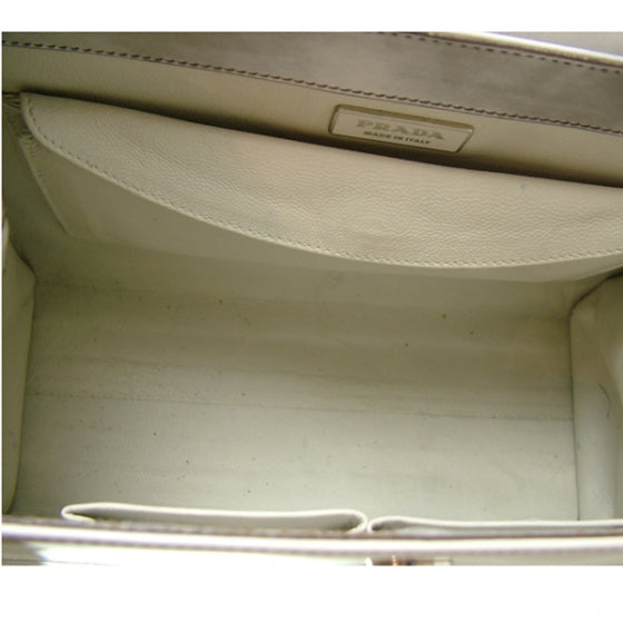 Leather Framed Jacquard Logo Handbag Gray