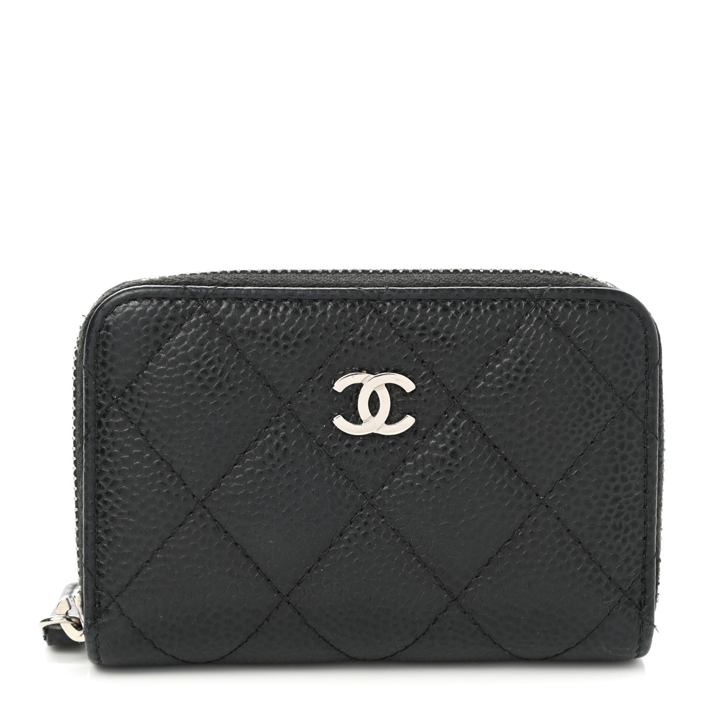 Caviar Quilted Classic Zipped Coin Purse Black