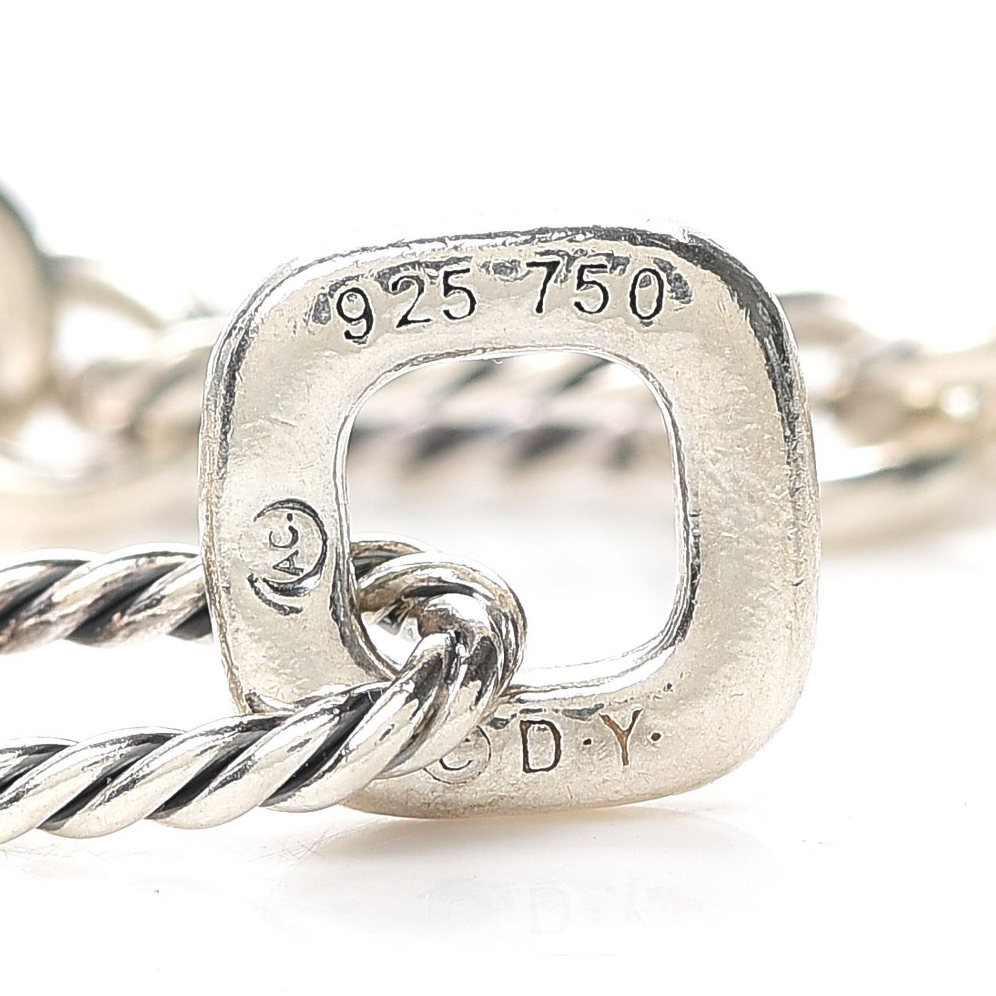 Sterling Silver 18K Yellow Gold Cable Heart Charm Bracelet