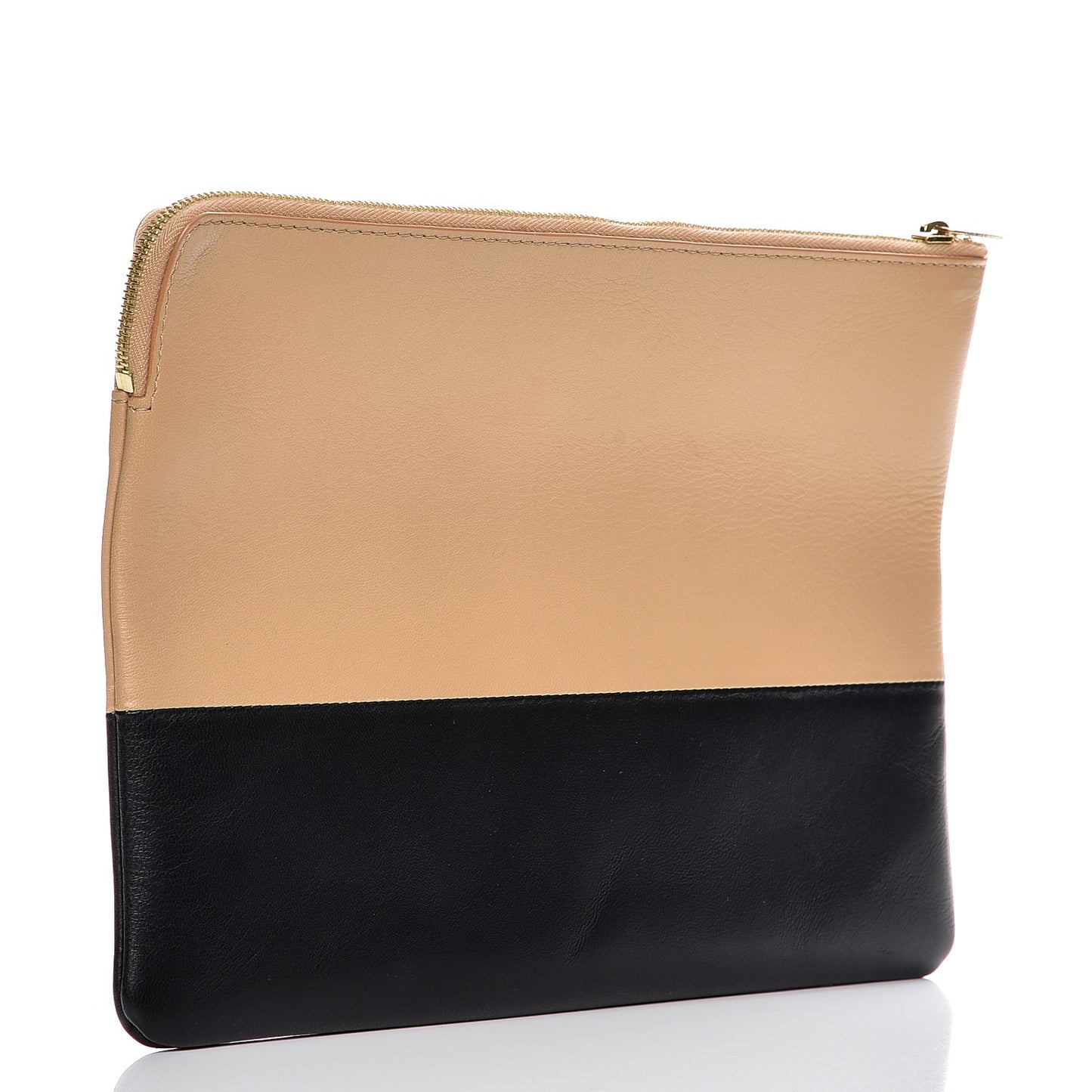 Lambskin Bi-Color Solo Clutch Pouch Nude