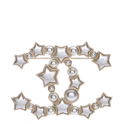 Chanel Star Resin Pearl Large CC Brooch Gold 1 of 4