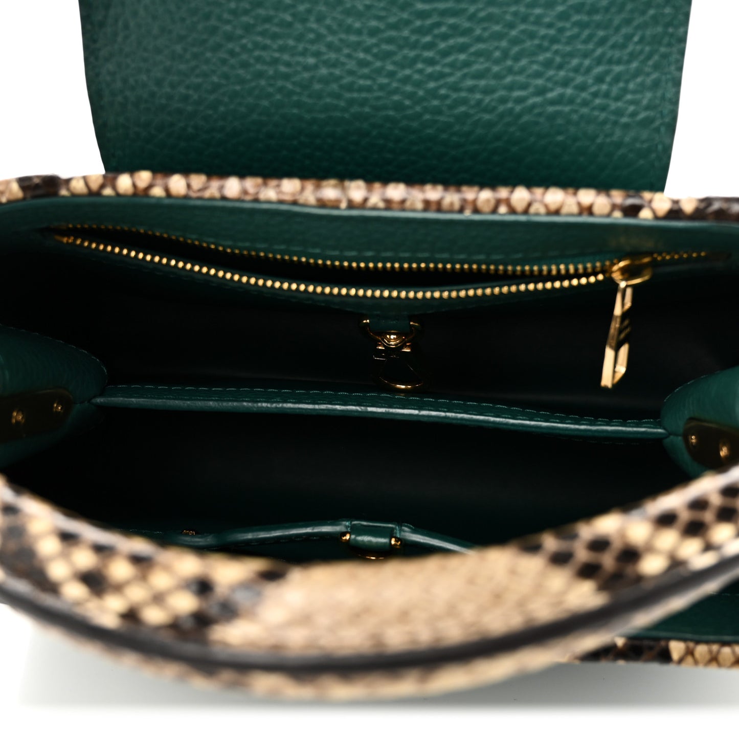 Taurillon Snakeskin Capucines BB Emerald