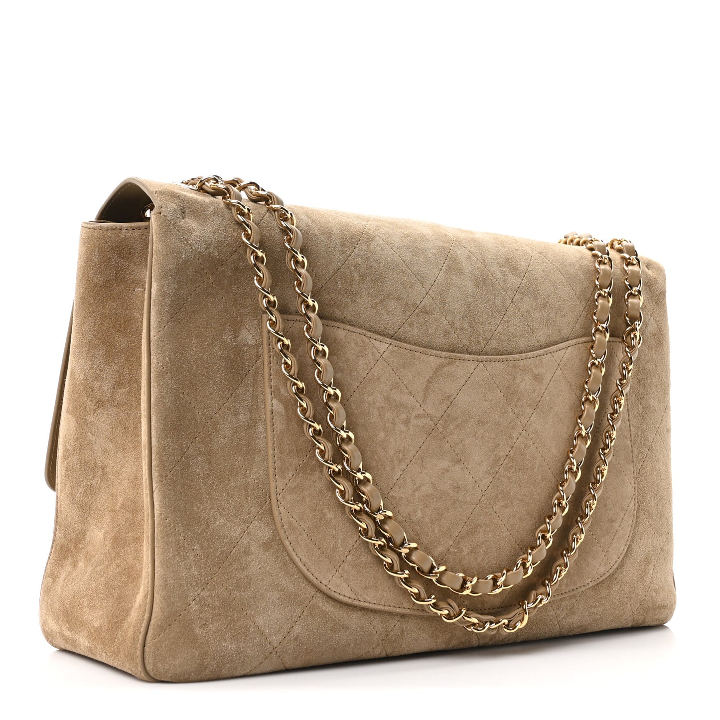 Suede Calfskin Souplissimo Maxi Flap Dark Beige