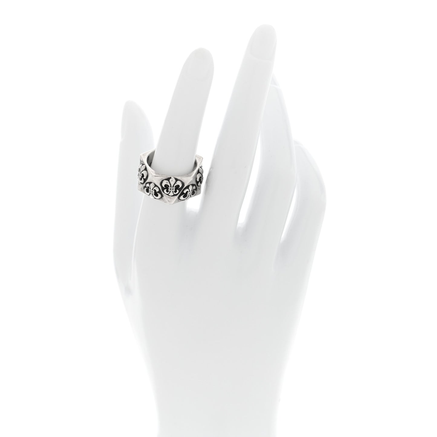 Sterling SIlver Pentagon Fleur de Lis Ring 55 7.25
