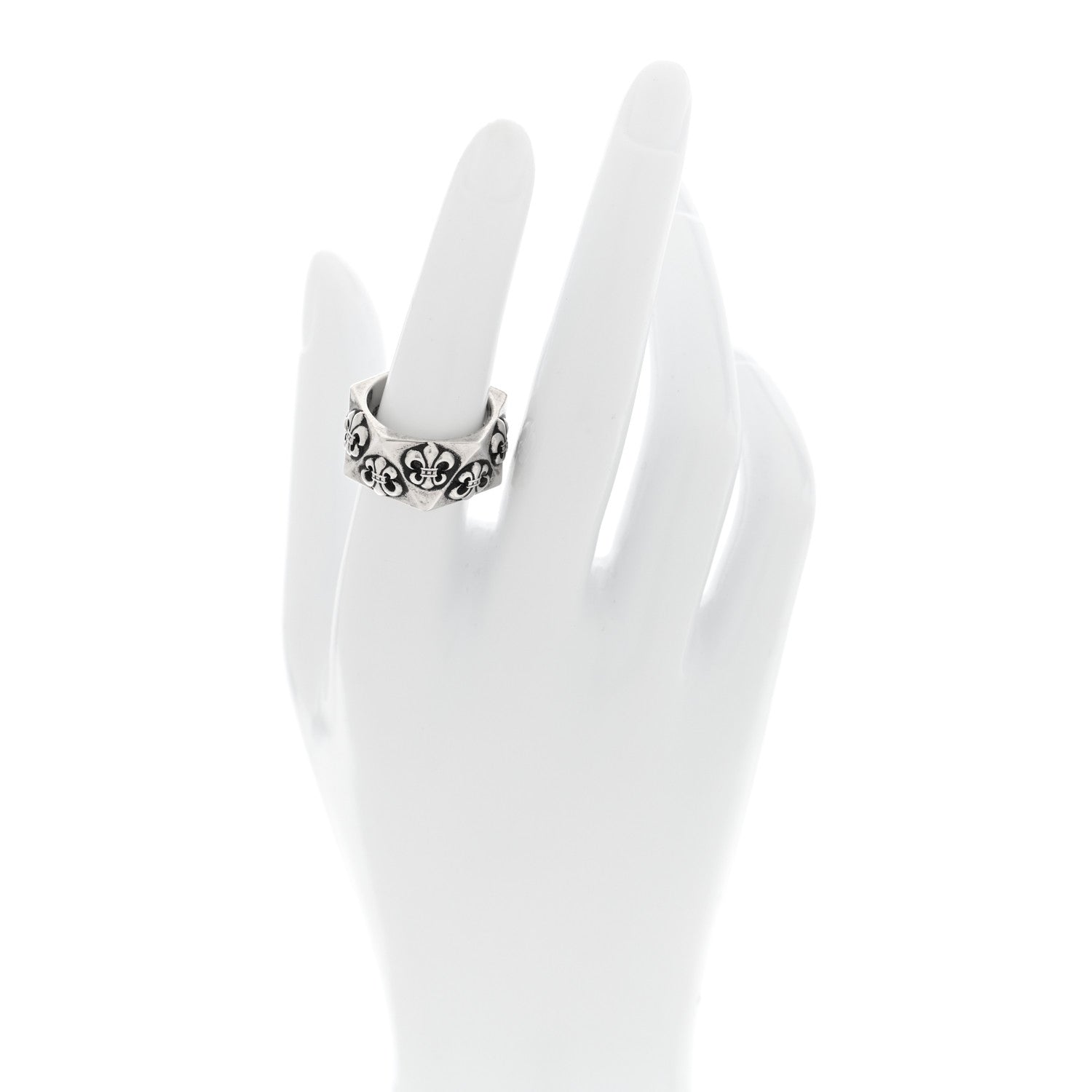 Chrome Hearts Sterling SIlver Pentagon Fleur de Lis Ring 55 7.25 2 of 5