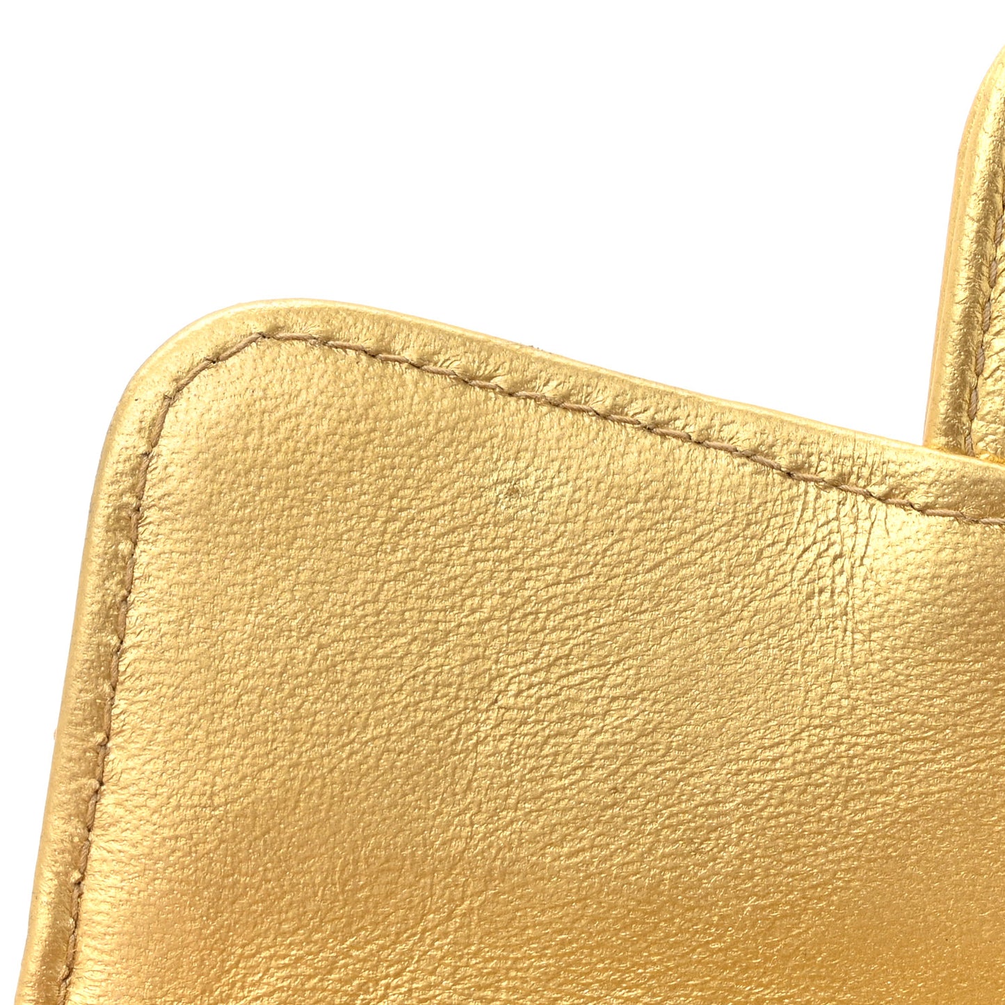 Metallic Lambskin Quilted Parent Child Kelly Flap Gold