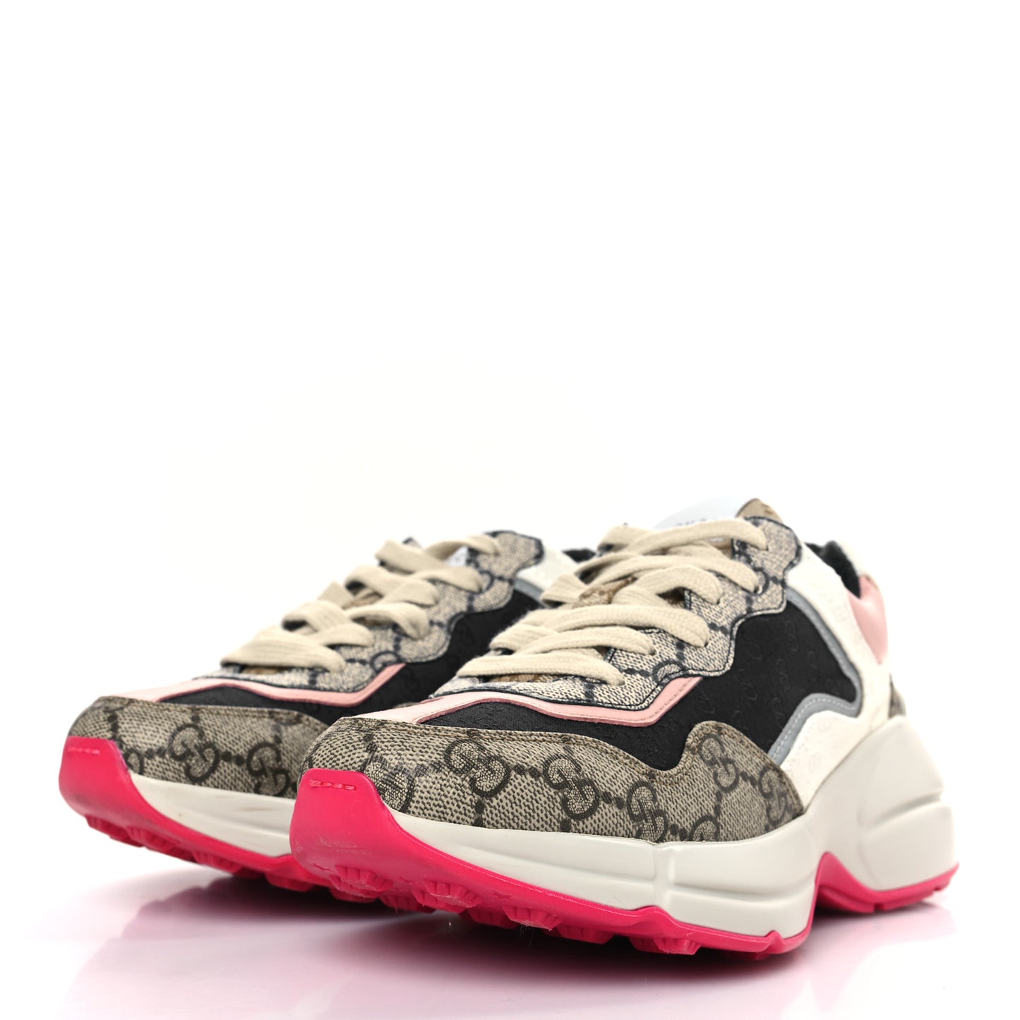 GG Supreme Monogram Mix Monogram Womens Rhyton Sneakers 36.5 London Blue Beige Pale Pink