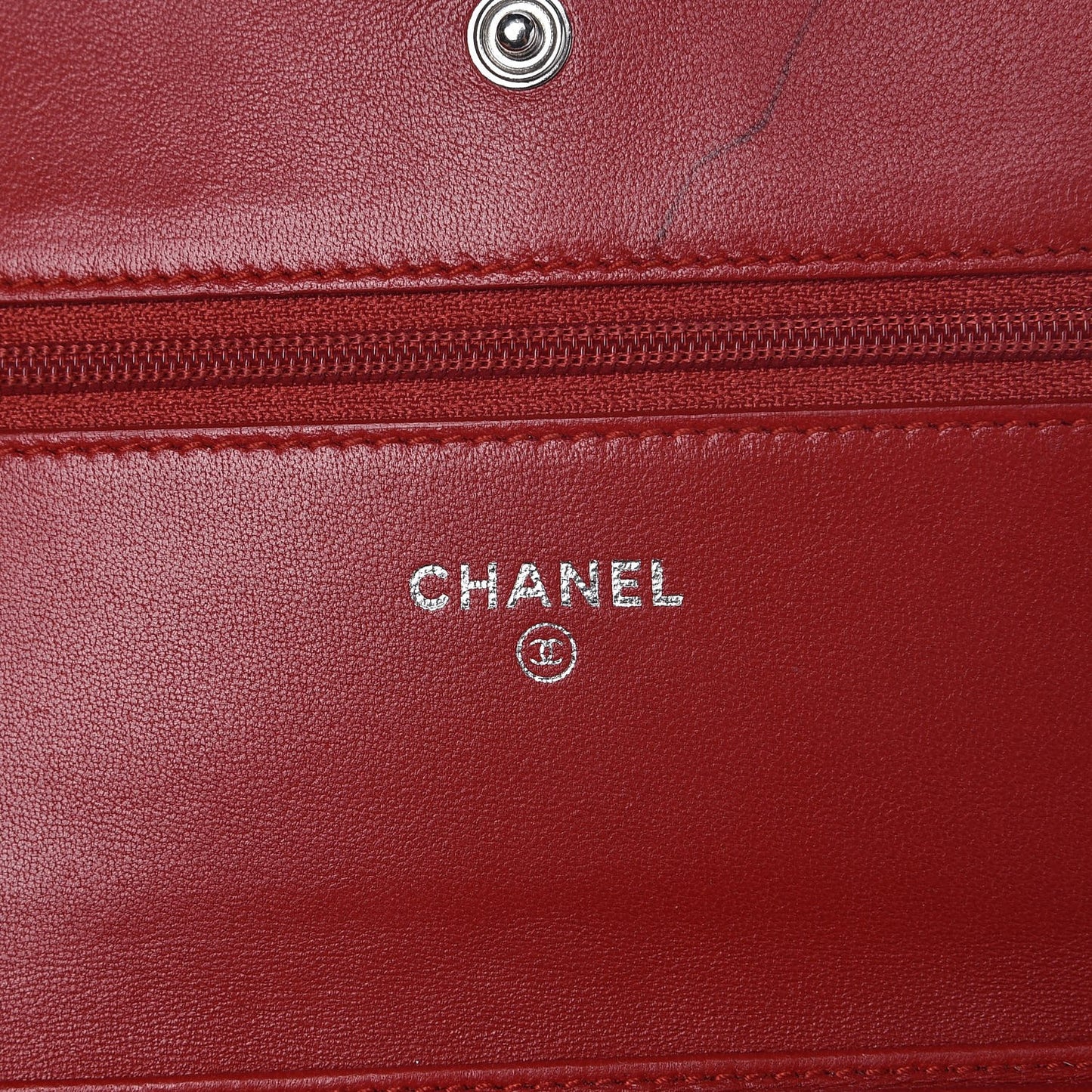 Lambskin Camellia Embossed Wallet On Chain WOC Red
