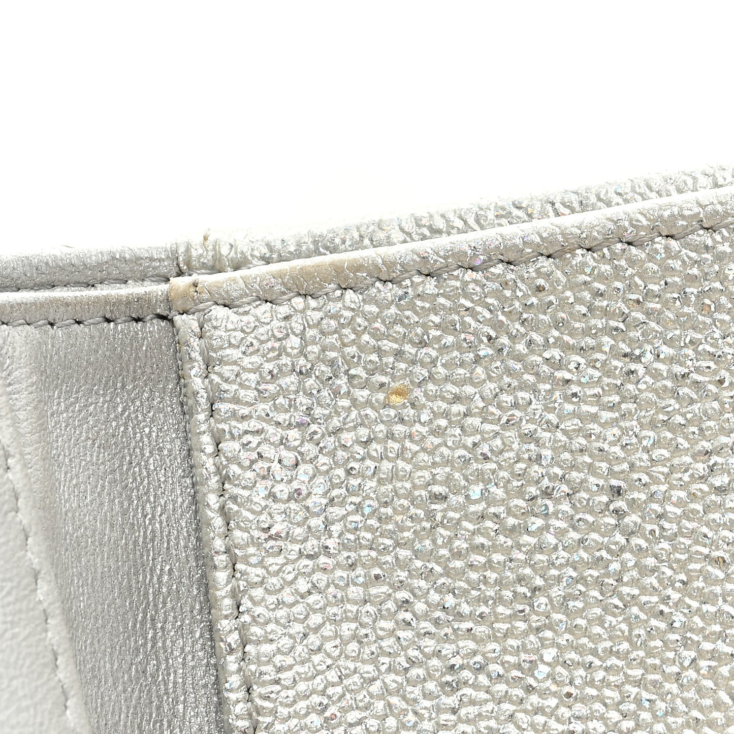 Caviar Quilted Double Flap Wallet Silver
