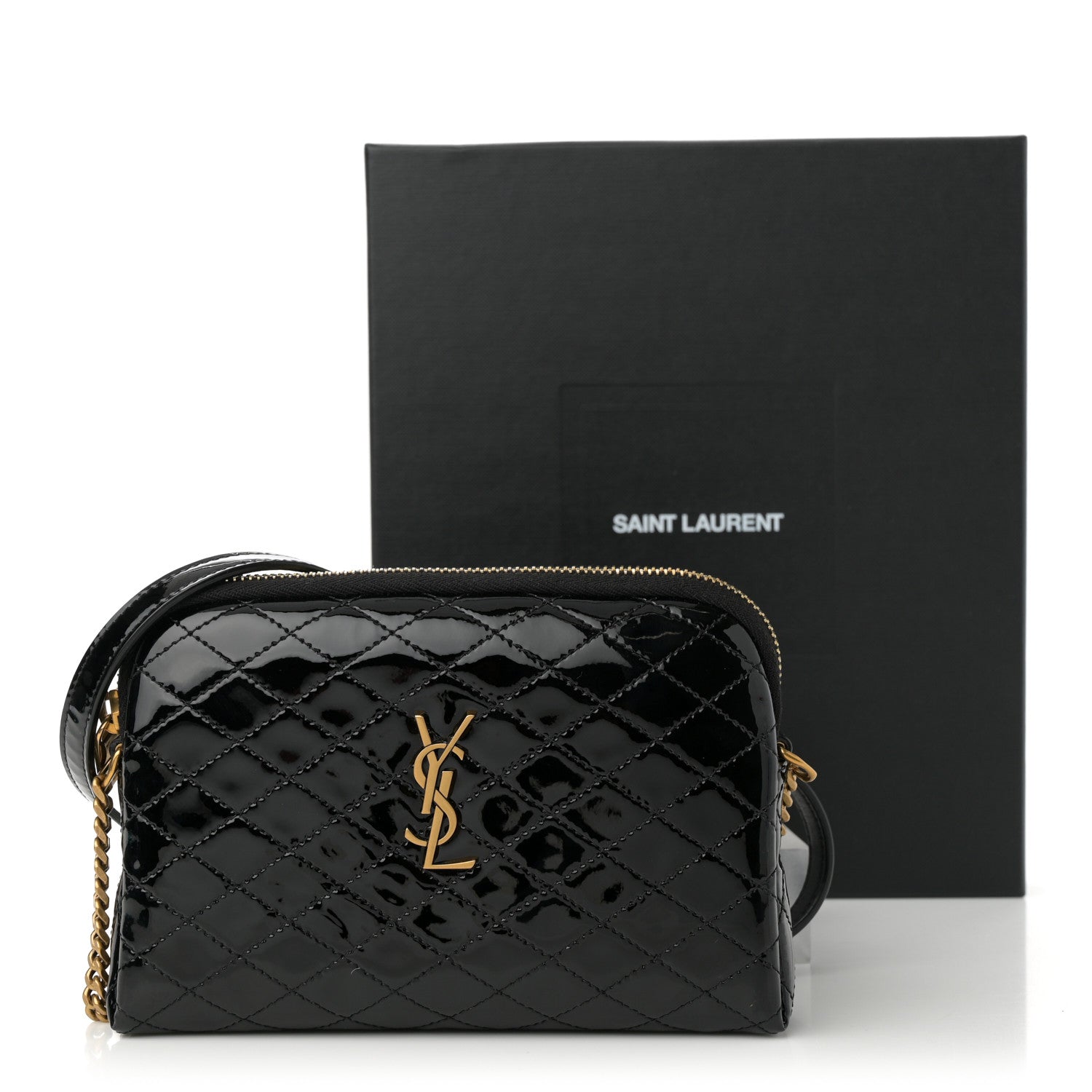 Saint Laurent Patent Quilted Gaby Zipped Pouch Black 12 of 12