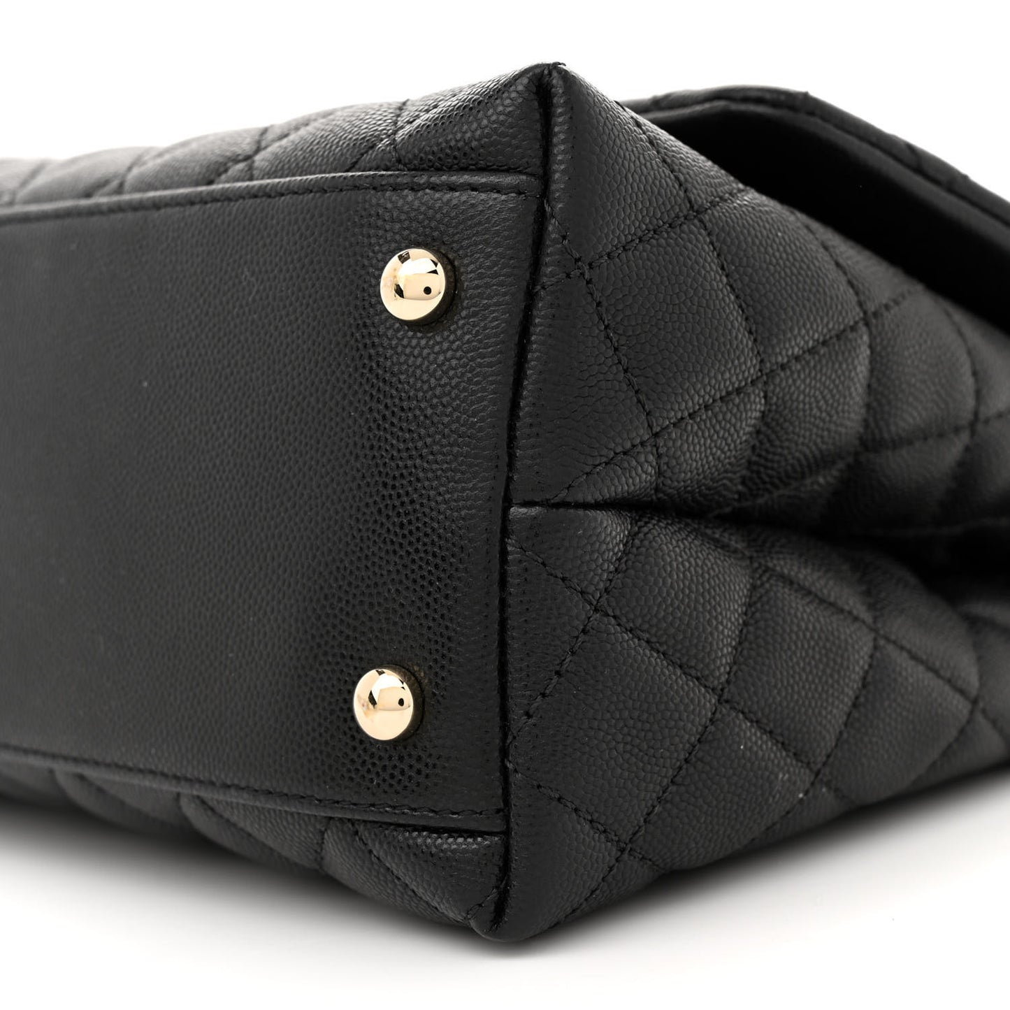 Caviar Quilted Small Coco Handle Flap Black