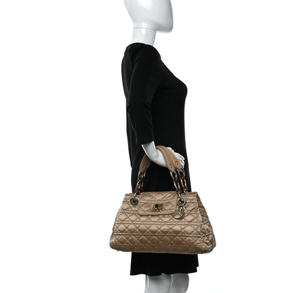 Christian Dior Satin Cannage Charming Lock Flap Shoulder Bag Beige 2 of 9