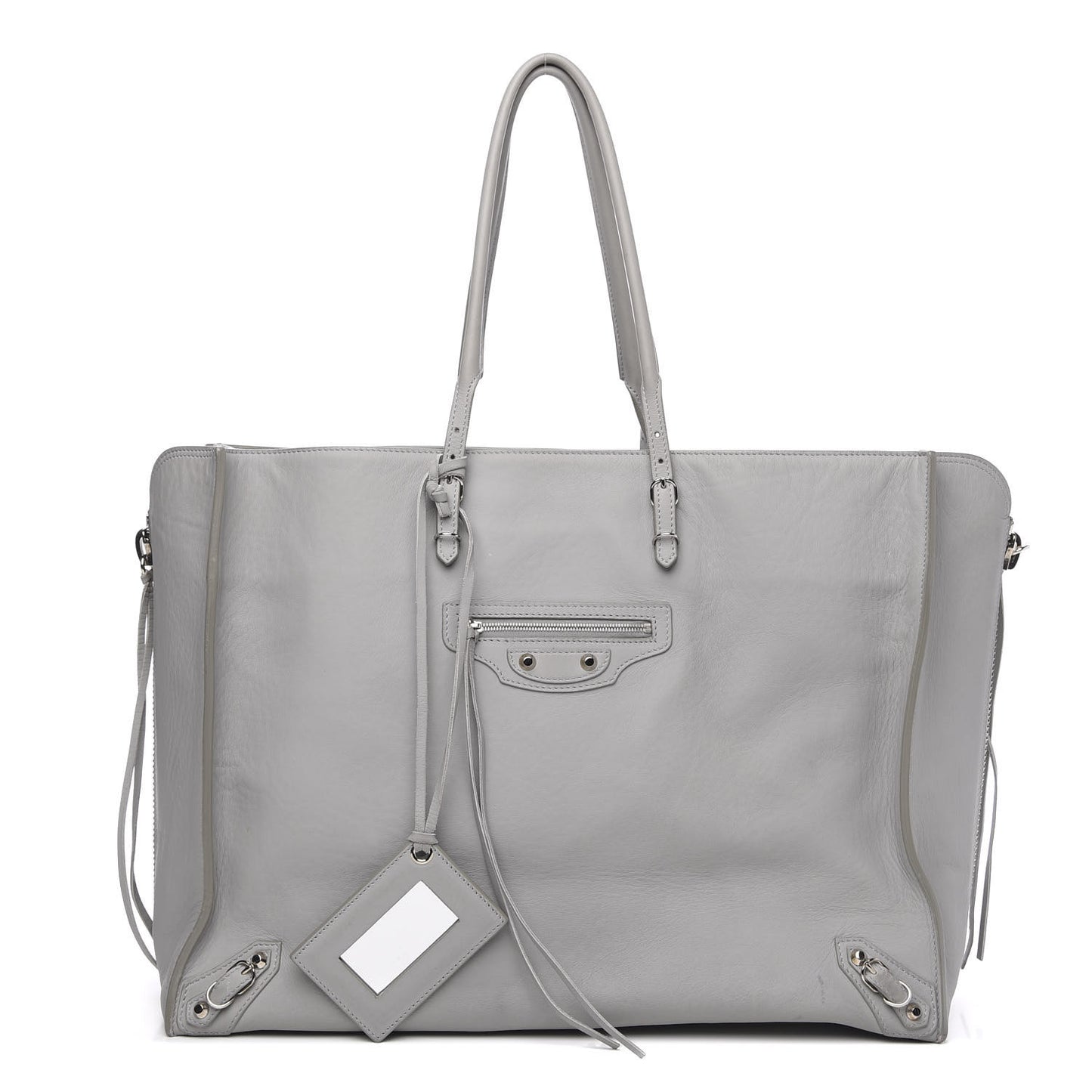 Veau Papier A4 Zip Around Tote Gris Glace