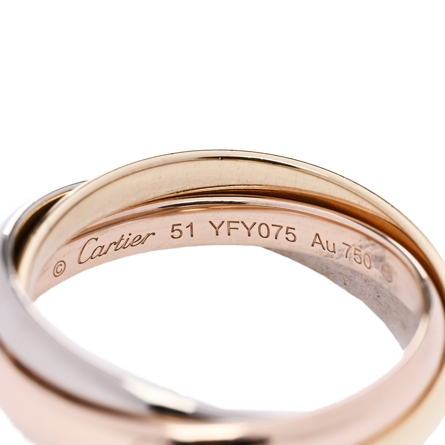 Cartier 18K Pink Yellow White Gold Small Trinity Ring 51 5.75 4 of 5