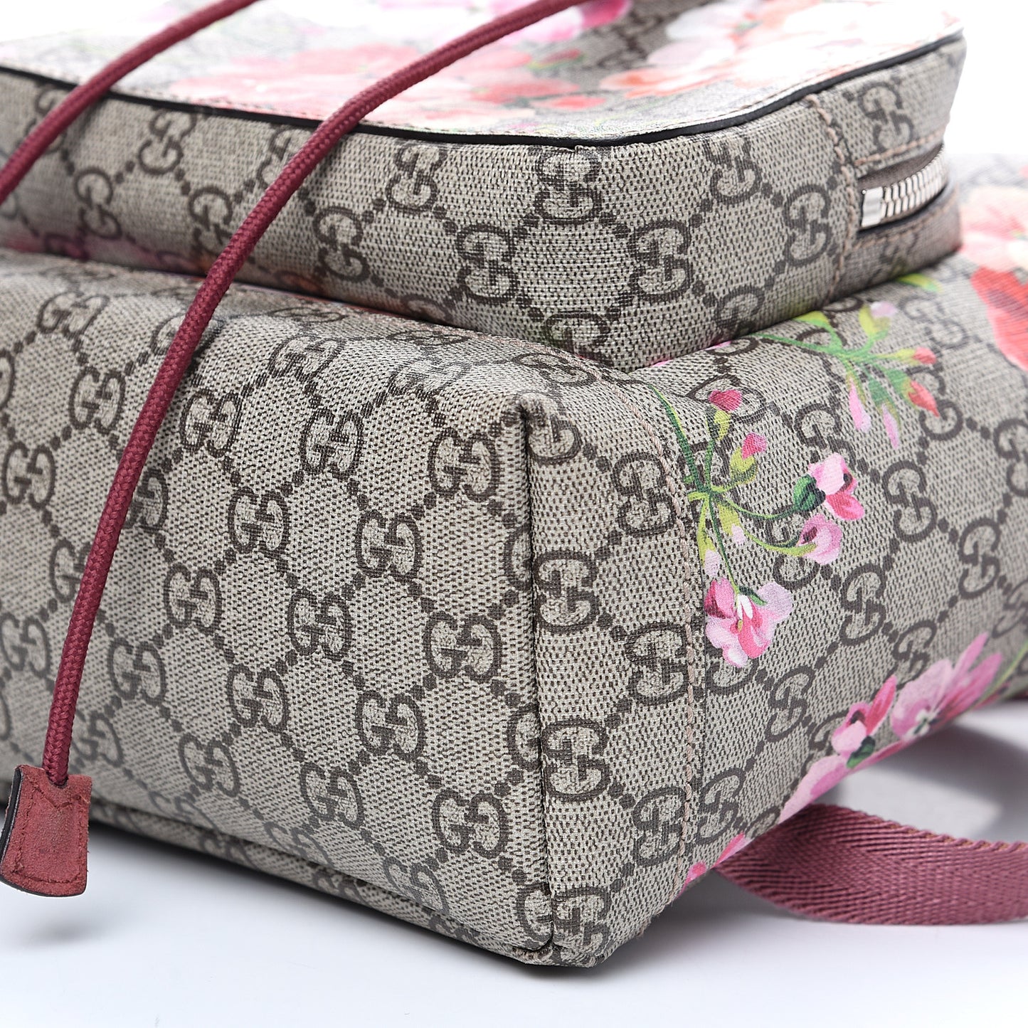GG Supreme Monogram Blooms Small Single Buckle Backpack Beige Multicolor Dry Rose
