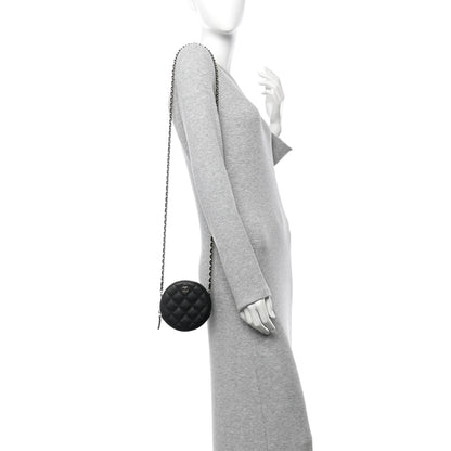Chanel Caviar Quilted Round Clutch With Chain  Black 2 of 11