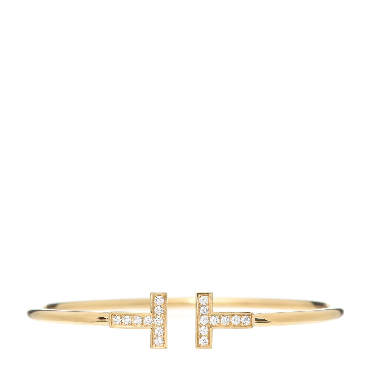 18K Yellow Gold Diamond T Wire Bracelet