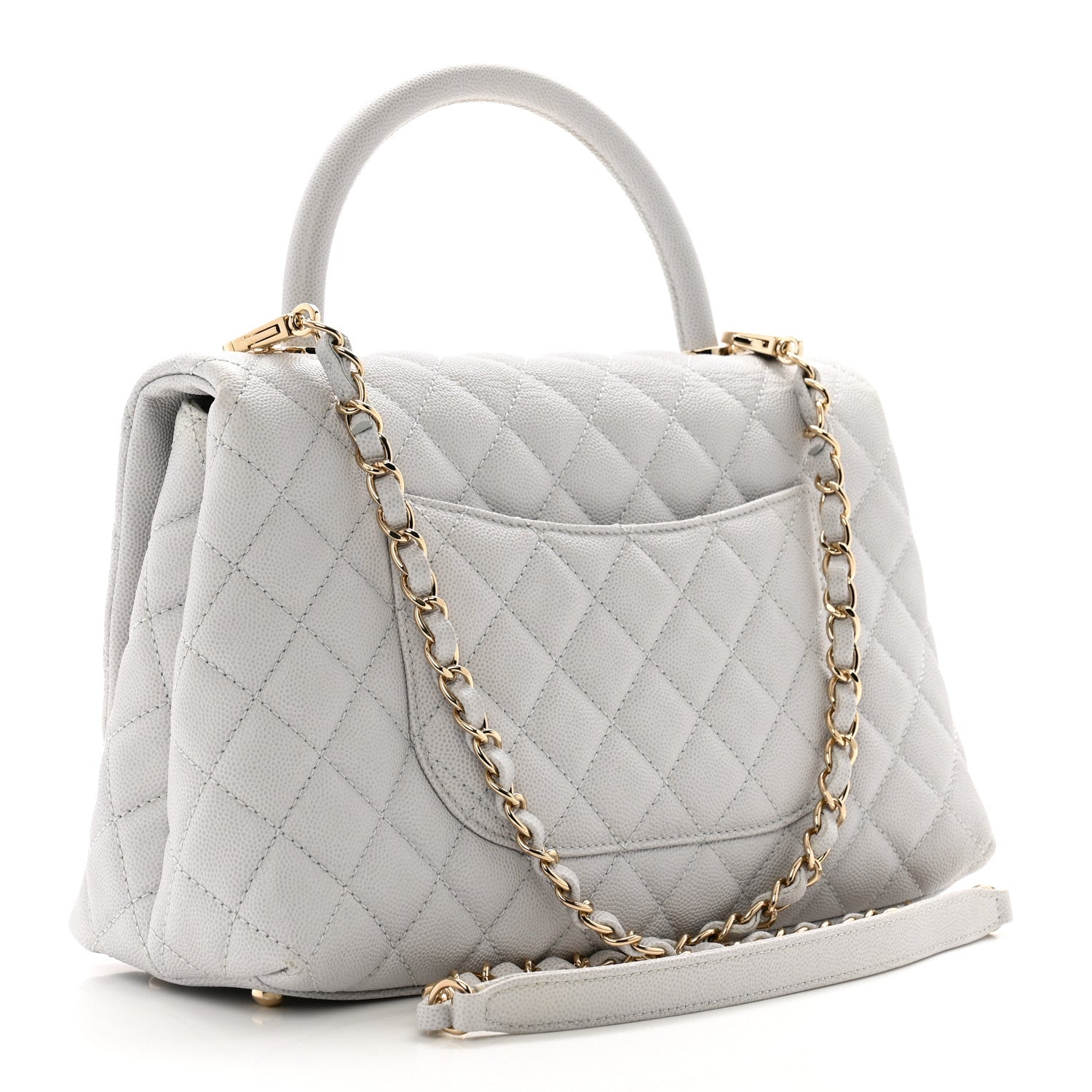 Chanel Caviar Quilted Small Coco Handle Flap Light Grey 3 of 10