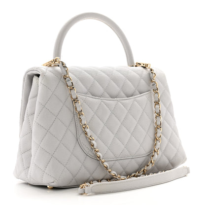 Chanel Caviar Quilted Small Coco Handle Flap Light Grey 3 of 10