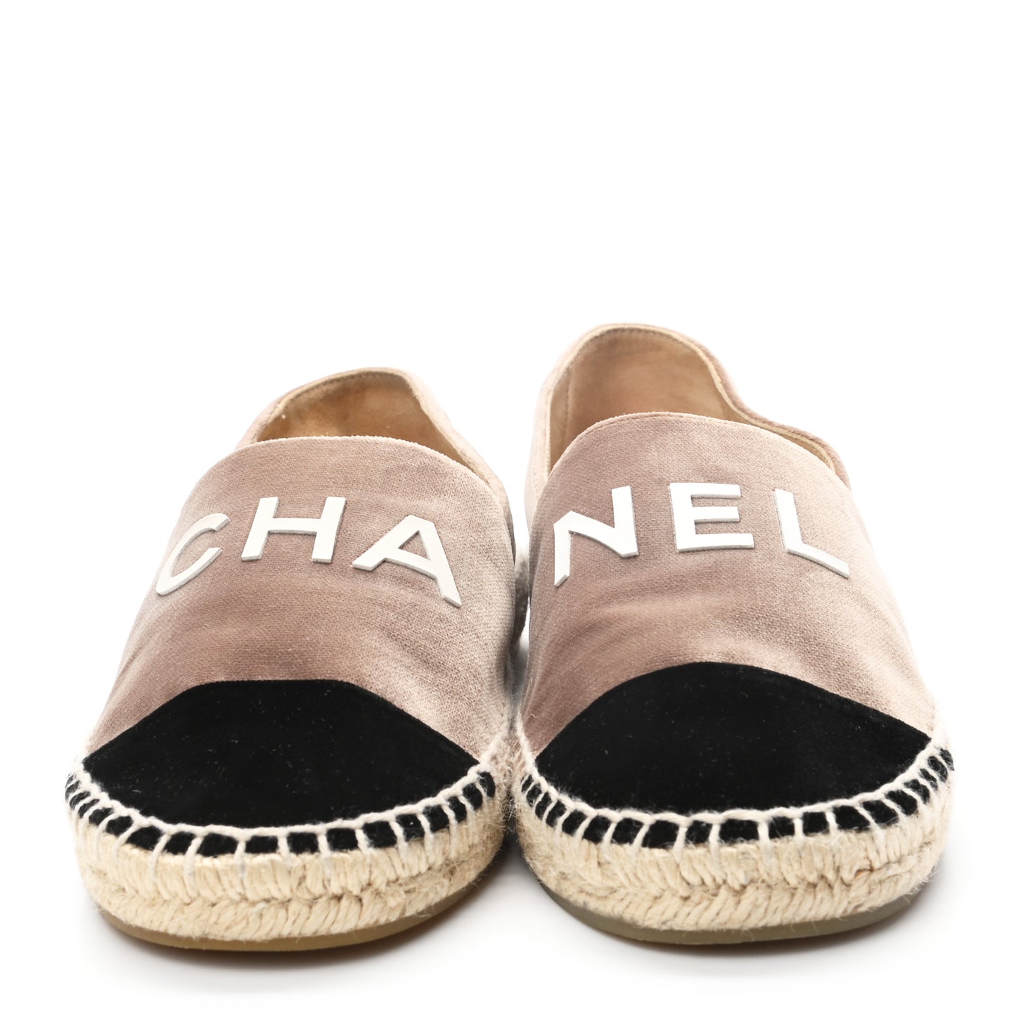 Velvet Logo Espadrilles 36 Beige Black