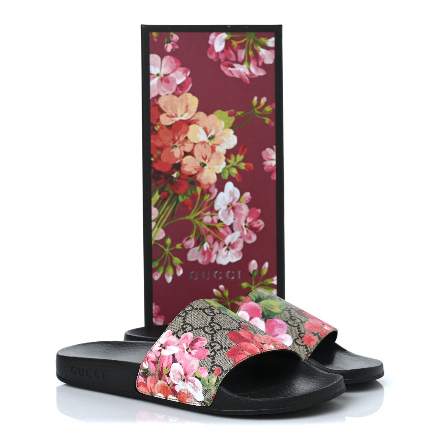 Gucci GG Supreme Monogram Blooms Slide Sandals 38 Beige Multicolor 8 of 8