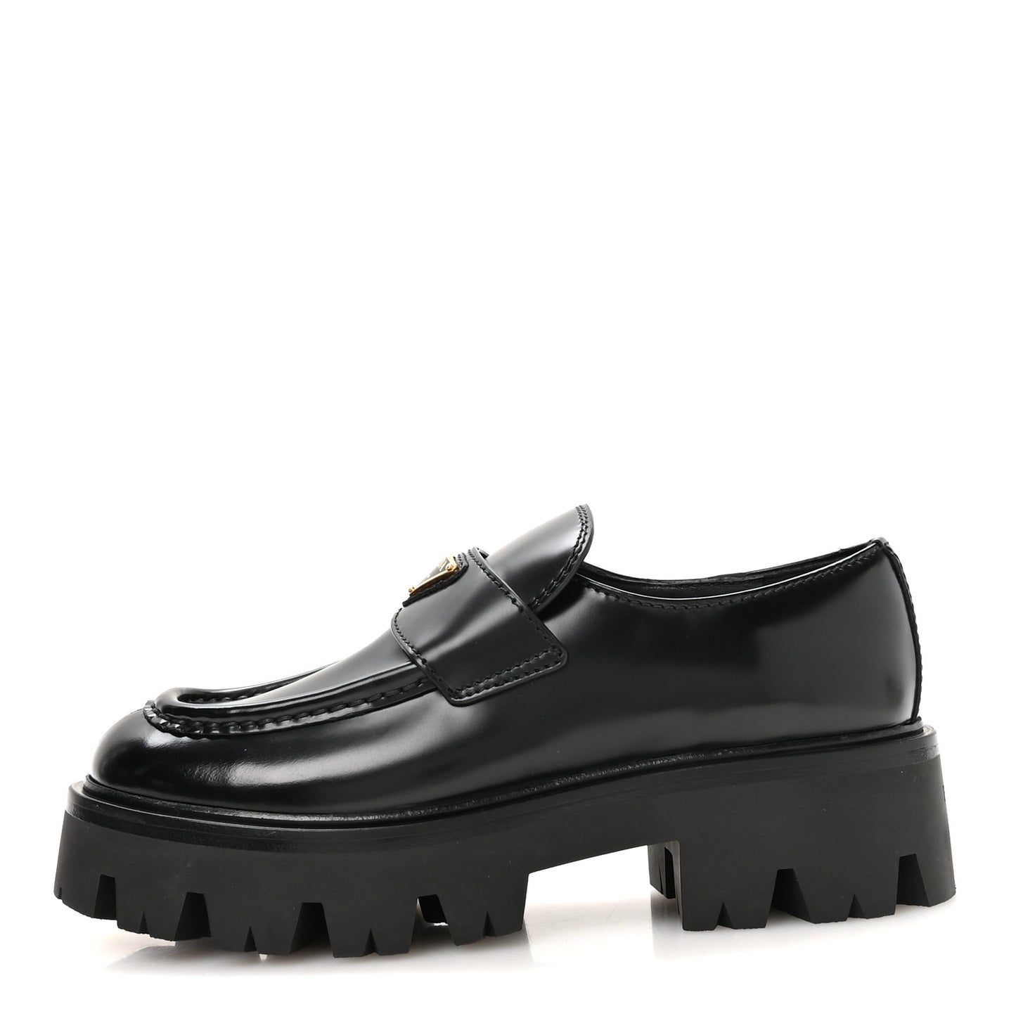 Spazzolato Metal Triangle Logo 50mm Loafers 37 Black