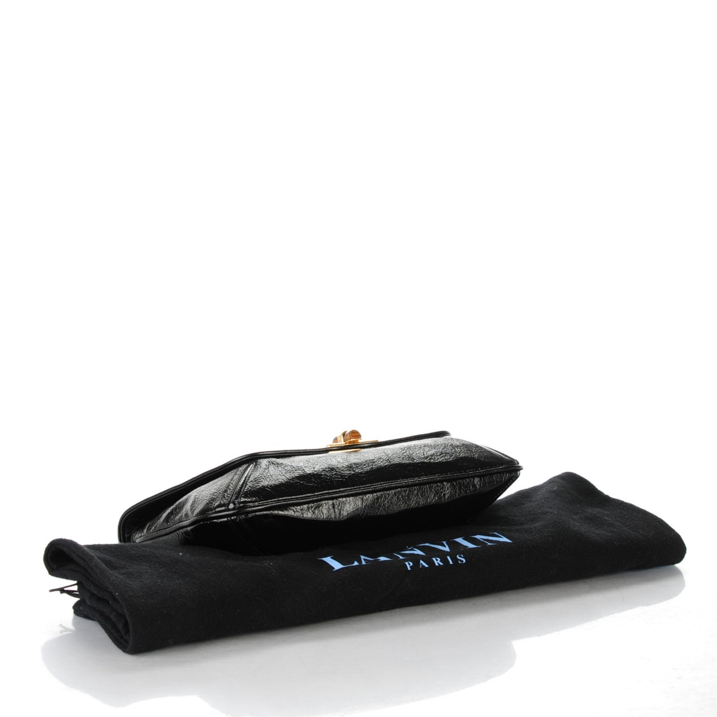 Patent Chain Shoulder Bag Black