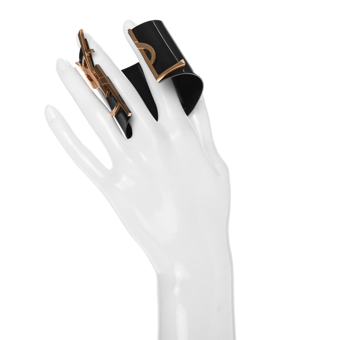Brass Split Cuff Monogram Bracelet Black
