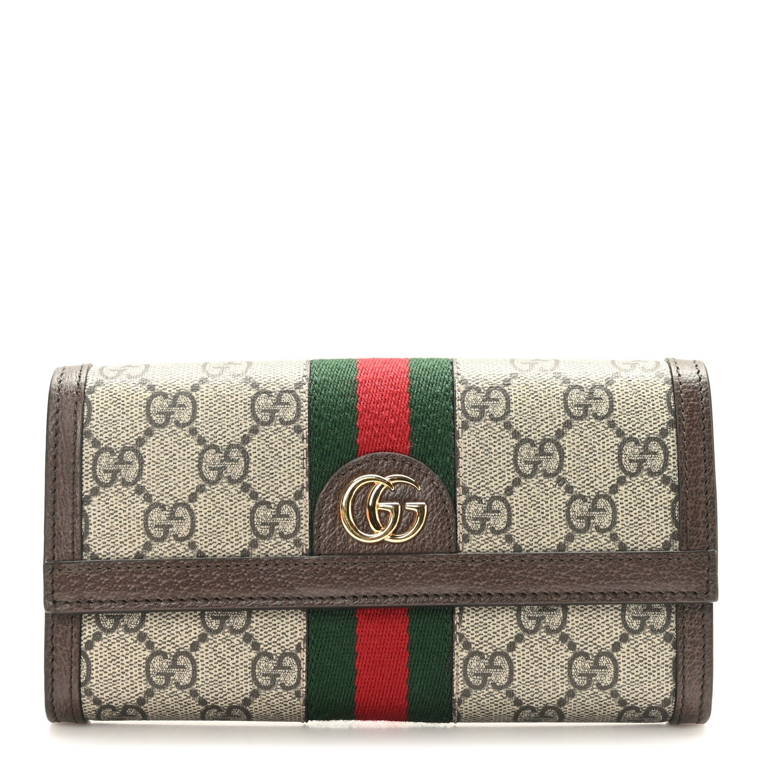 Gucci GG Supreme Monogram Web Ophidia Continental Wallet Brown 1 of 7