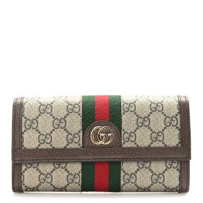 Gucci GG Supreme Monogram Web Ophidia Continental Wallet Brown 1 of 7