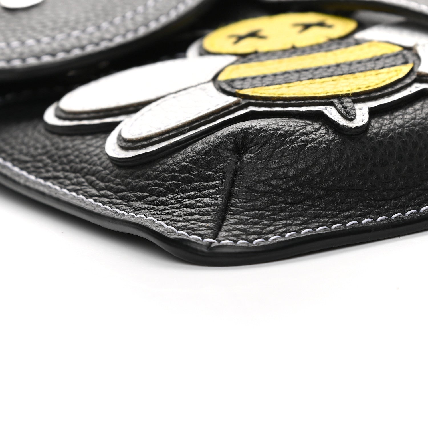 Christian Dior X KAWS Grained Calfskin Bee Saddle Pouch Black 8 of 9
