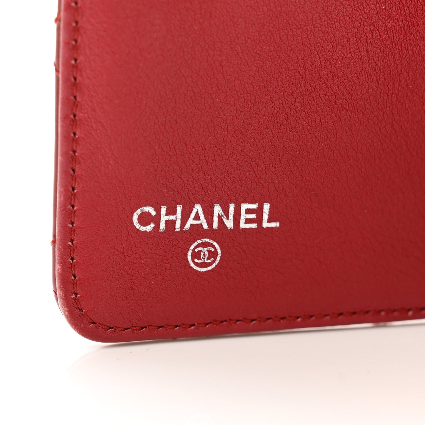 Patent Quilted Brilliant Zipped Pocket Wallet Dark Red