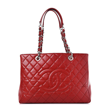 Chanel Caviar Quilted Grand Shopping Tote GST Red 1 of 8