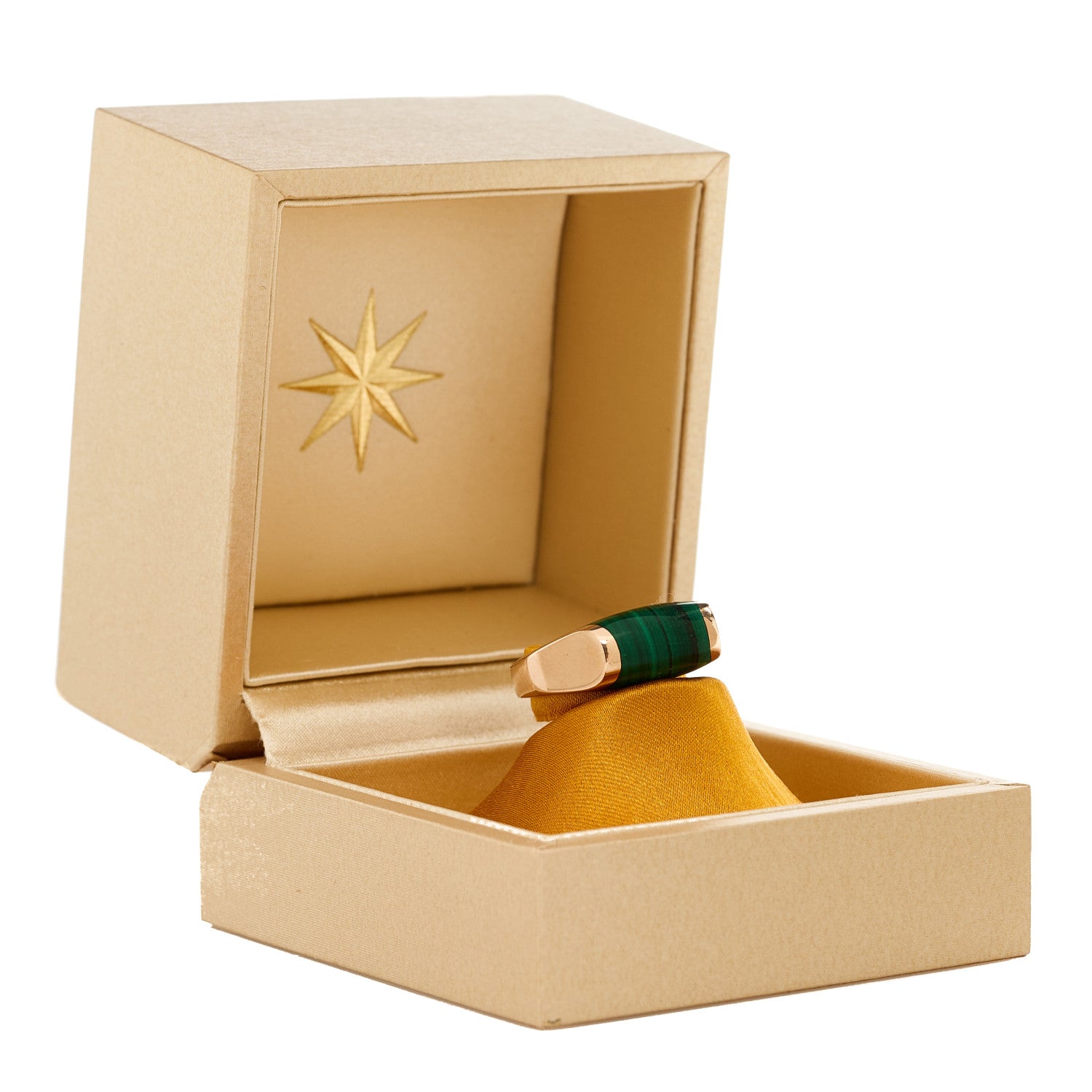 Bulgari 18K Rose Gold Malachite Tronchetto Ring 50 5.25 6 of 6