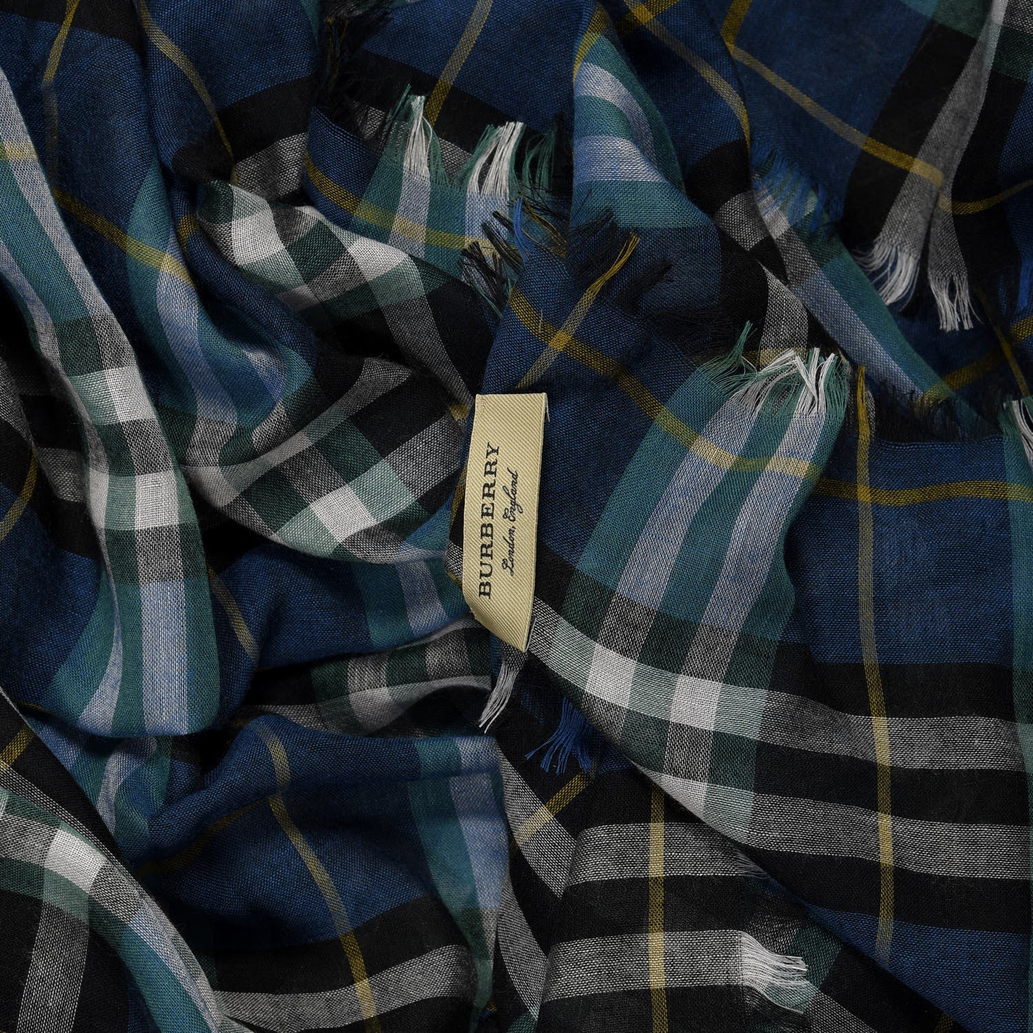 Burberry Modal Wool Vintage Check Square Scarf Blue 4 of 4