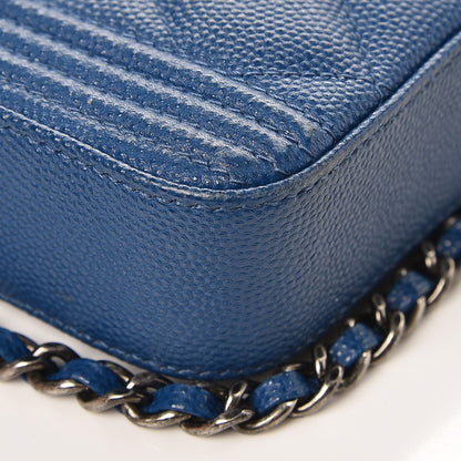 Chanel Caviar Quilted Small Boy Clutch With Chain Blue 11 of 14